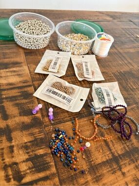 Mixed Bead and Spacer Lot in Metallics, Blue, Purple & Orange